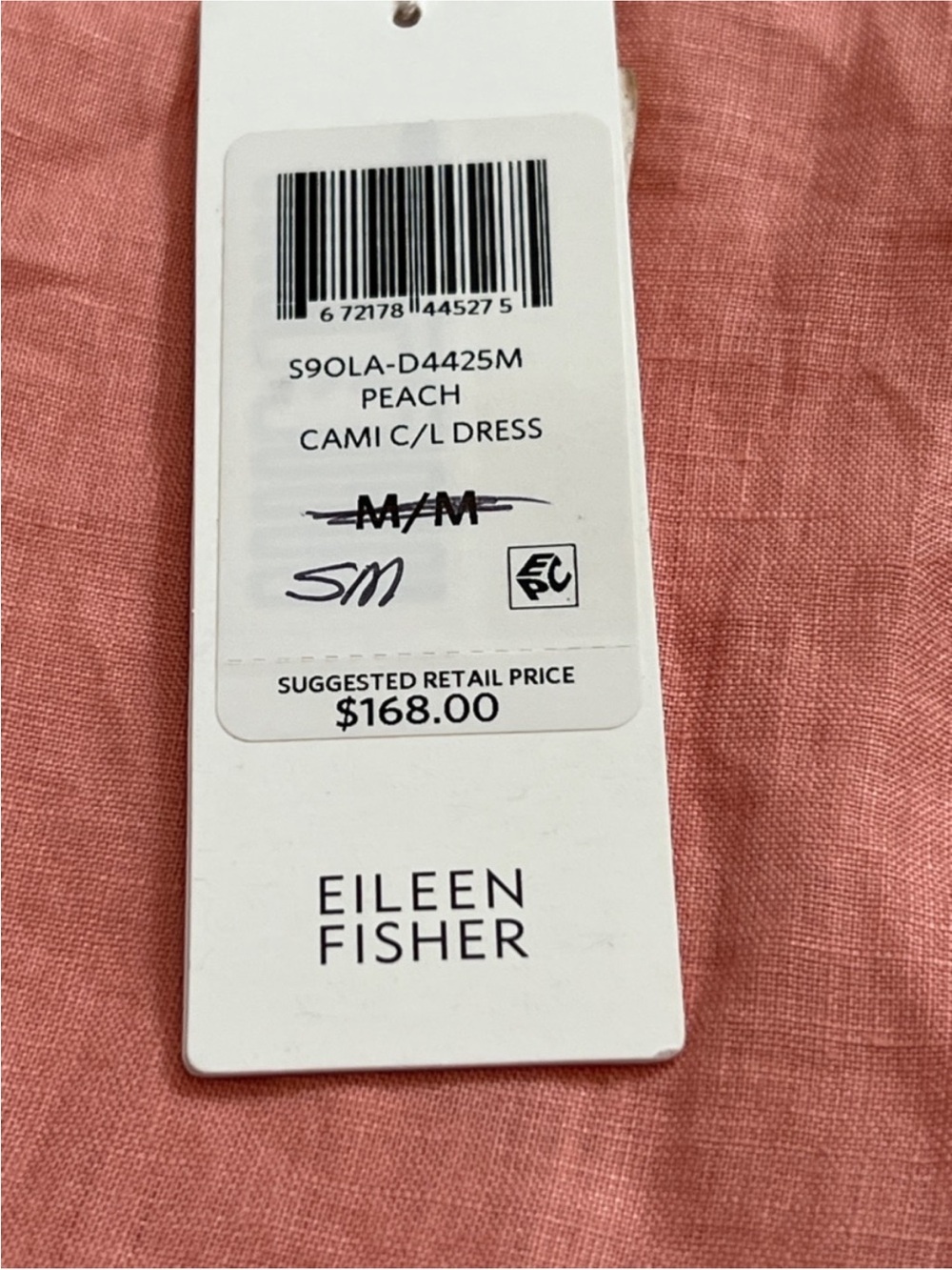 Eileen Fisher Soft Peach Linen Cami Dress - Picture 11 of 14